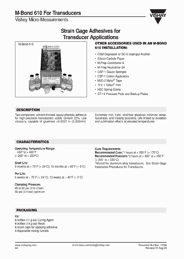 M-BOND610FORTRANSDUCERS_2286606.PDF Datasheet