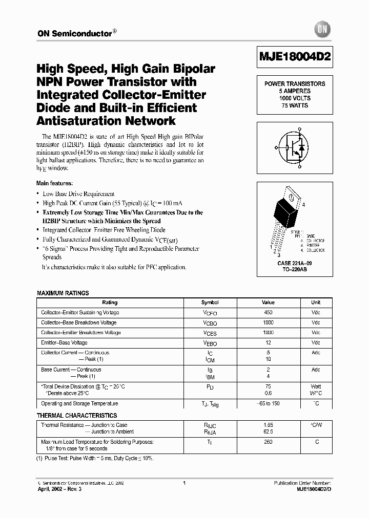 MJE18004D2_2287256.PDF Datasheet