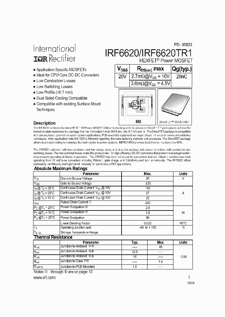 IRF6620_2298228.PDF Datasheet