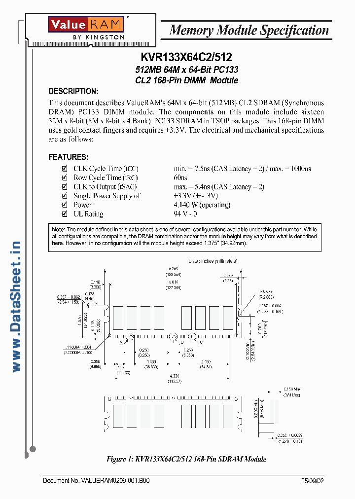 KVR133X64C2512_2305582.PDF Datasheet