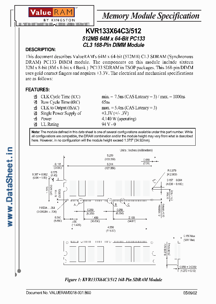 KVR133X64C3512_2305586.PDF Datasheet