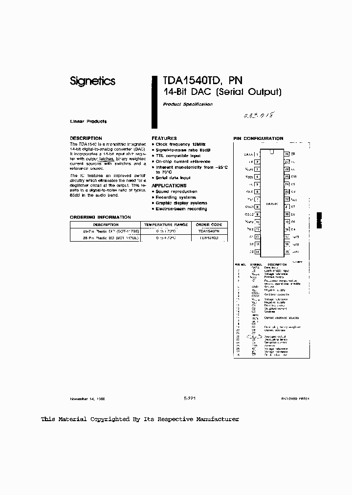 TDA1540_2339350.PDF Datasheet