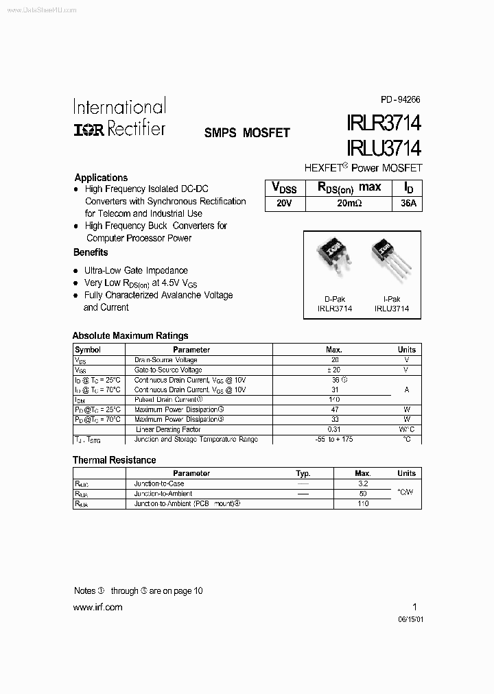 IRLR3714_2345383.PDF Datasheet