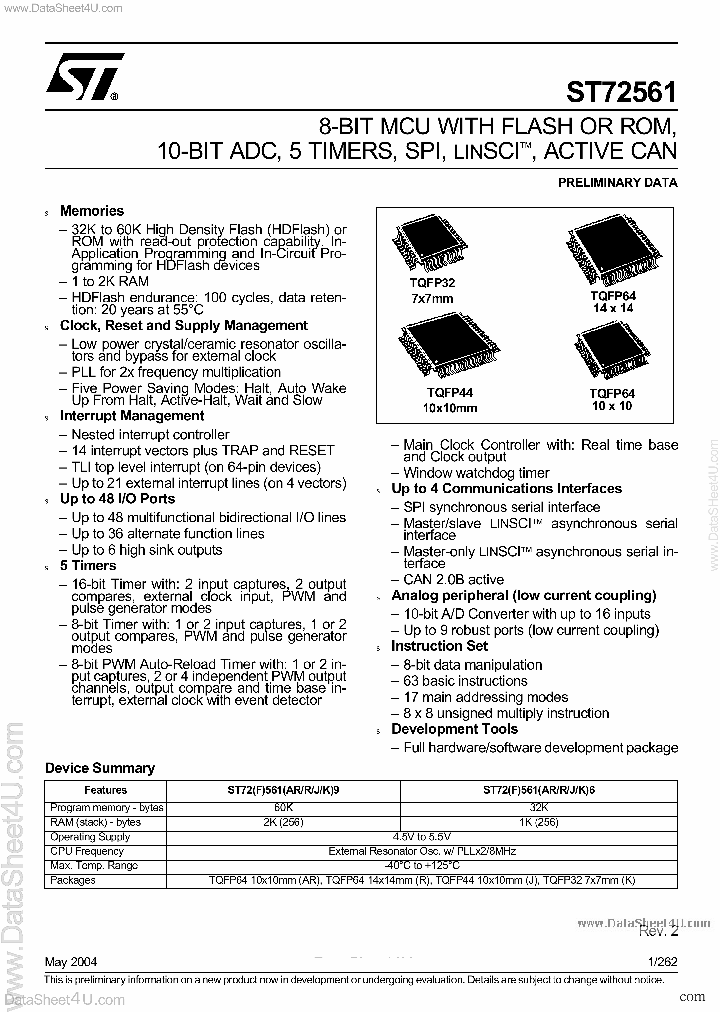 ST72F561_2354768.PDF Datasheet