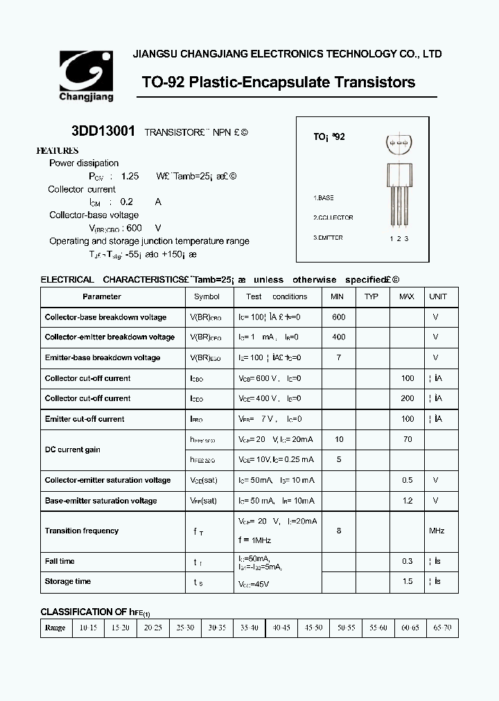3DD13001-TO-92_2374305.PDF Datasheet