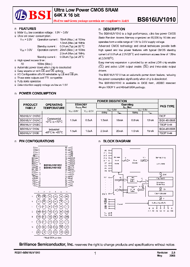 BS616UV1010EIP10_2367033.PDF Datasheet