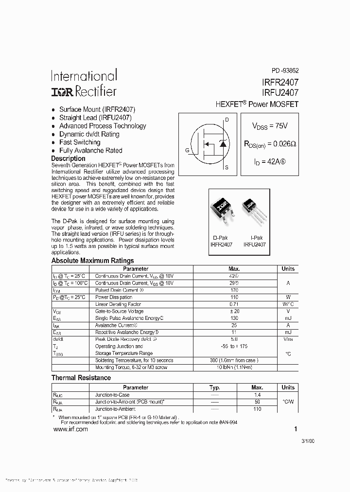 IRFR2407TRR_2380201.PDF Datasheet
