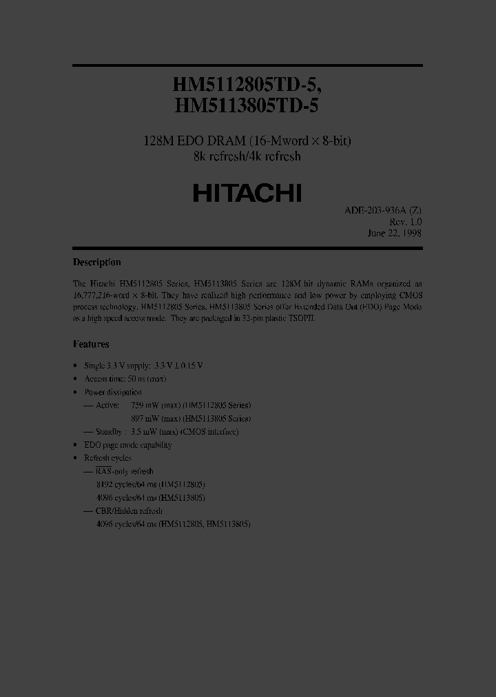 HM5112805TD-5HM5113805TD-5_2384551.PDF Datasheet