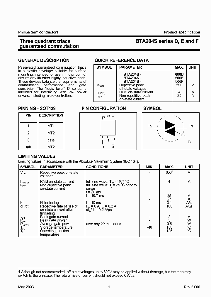 BTA204SSERIESDEANDF_2387119.PDF Datasheet