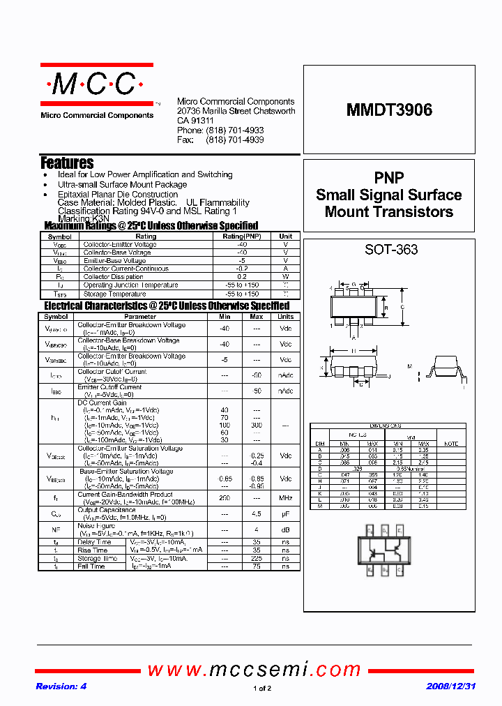 MMDT3906-TP_2394908.PDF Datasheet