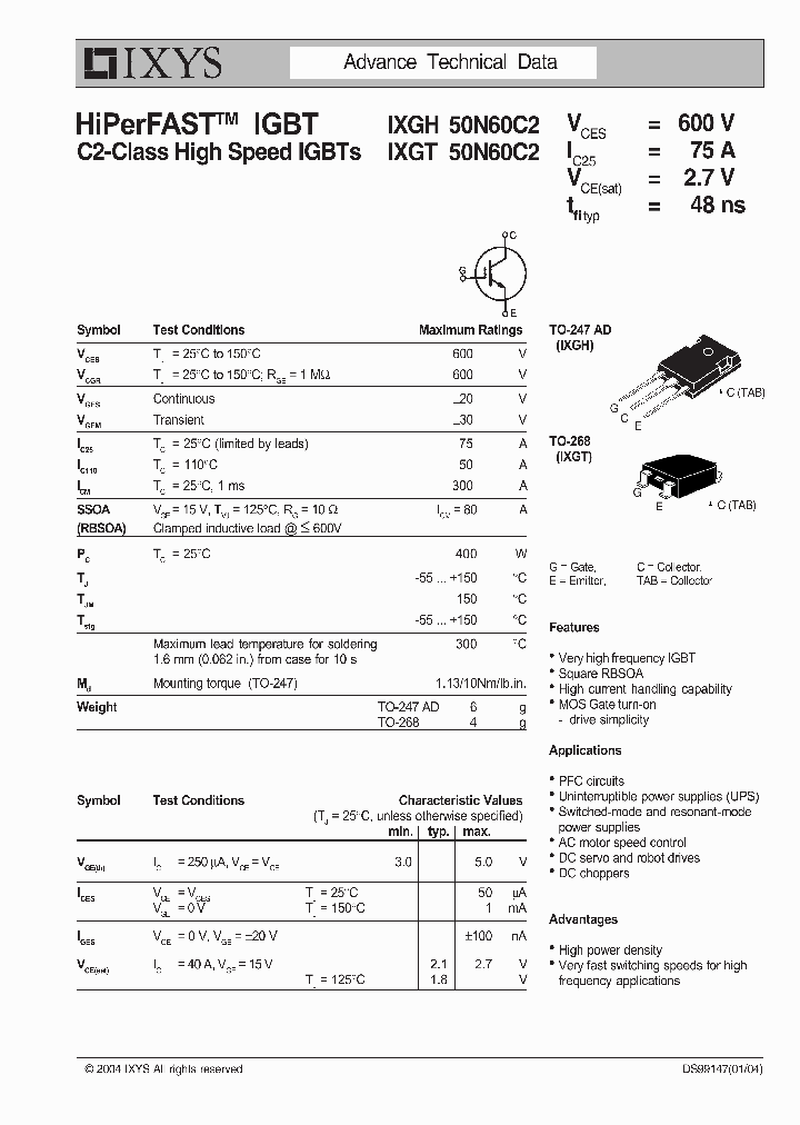 IXGT50N60C2_2395256.PDF Datasheet