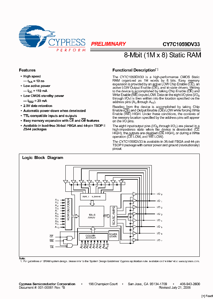 CY7C1059DV33-10ZSXI_2401242.PDF Datasheet