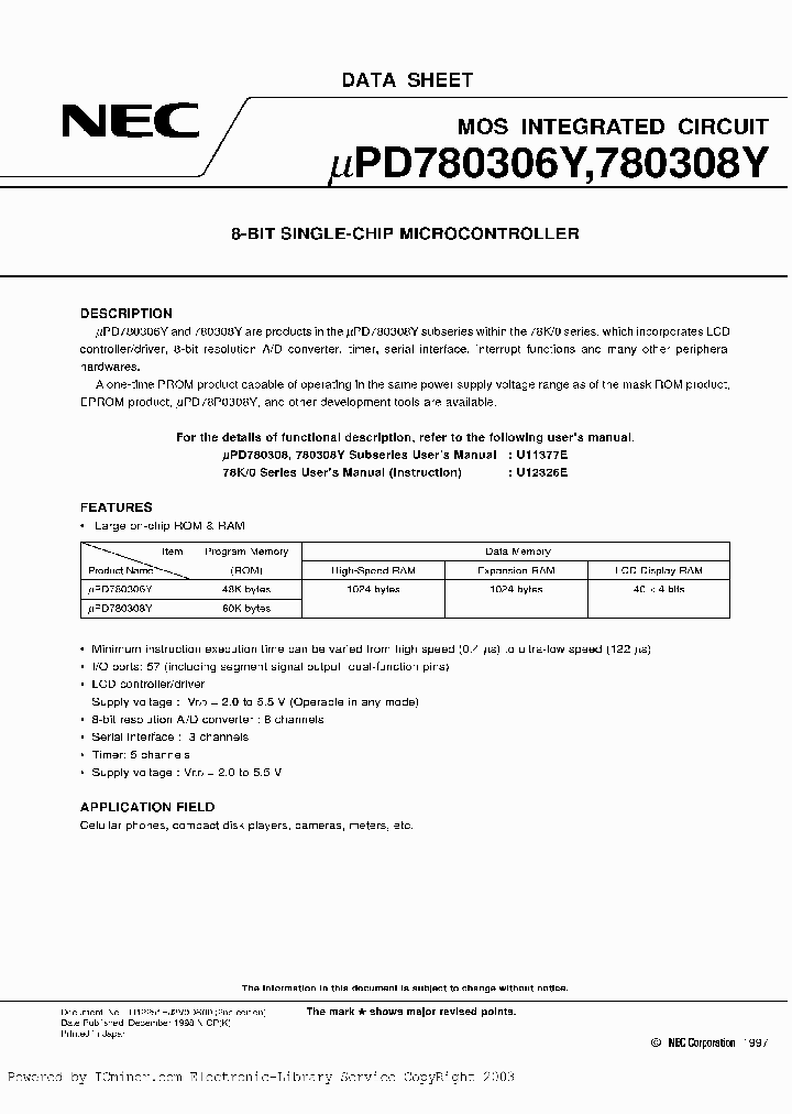 UPD780306YGC-XXX-8EU_2406958.PDF Datasheet