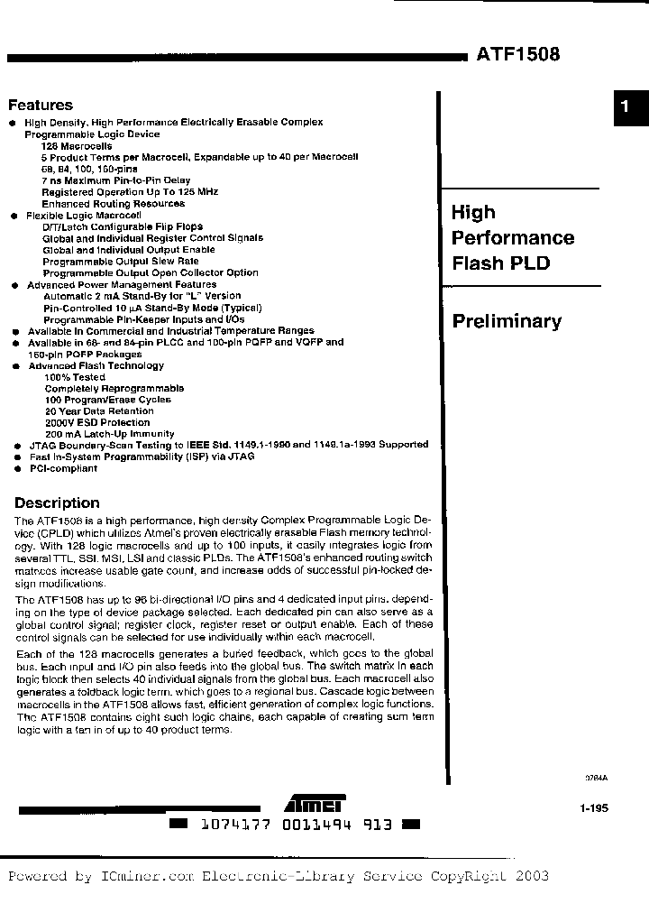 ATF1508QC160-15_2413694.PDF Datasheet