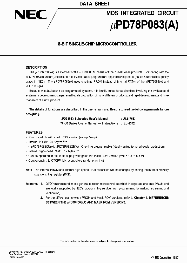 UPD78P083GBA-3BS-MTX_2415379.PDF Datasheet