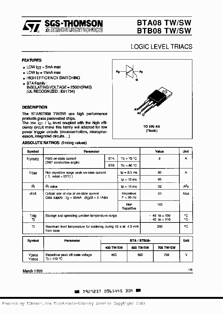 BTA08-400TW_2418261.PDF Datasheet