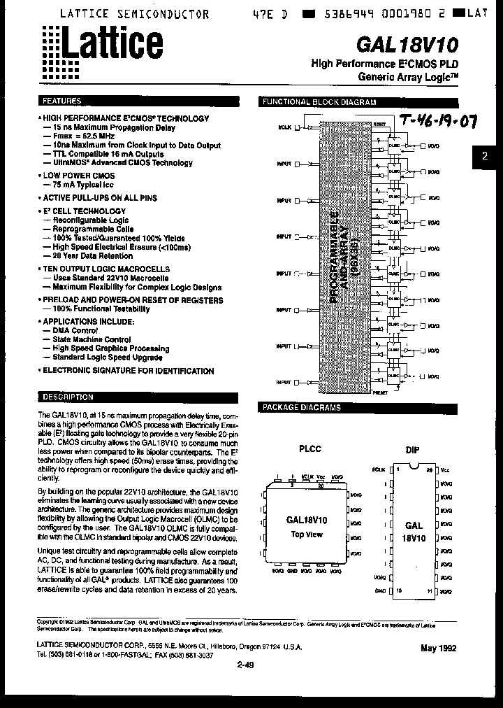 GAL18V10-20LJI_2437984.PDF Datasheet