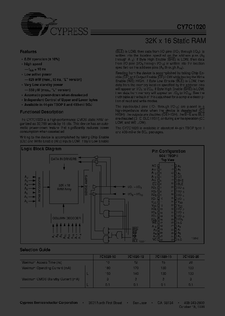 CY7C1020V33L-20VC_2447445.PDF Datasheet