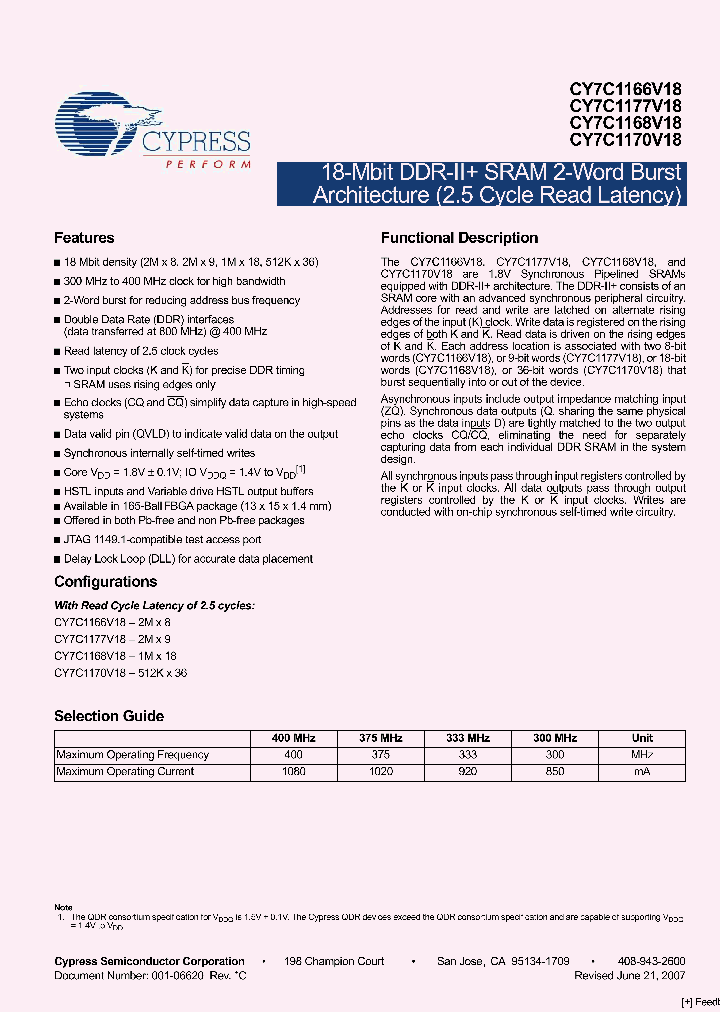 CY7C1170V18-300BZXI_2447860.PDF Datasheet