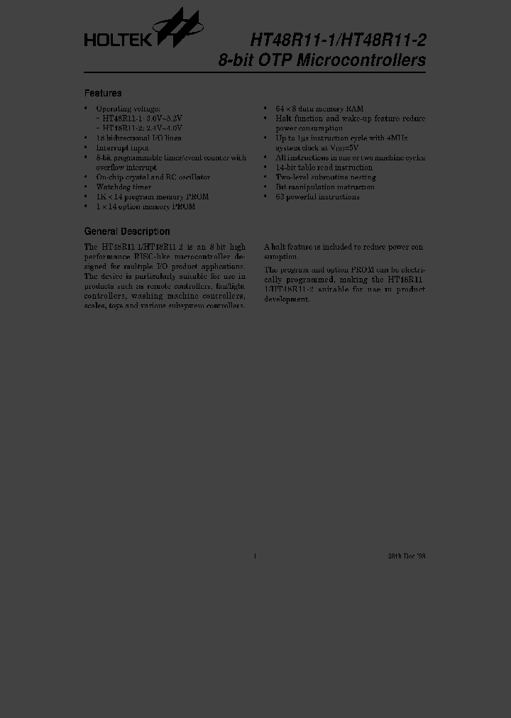 HT48R11-124SKDIP-B0_2472123.PDF Datasheet