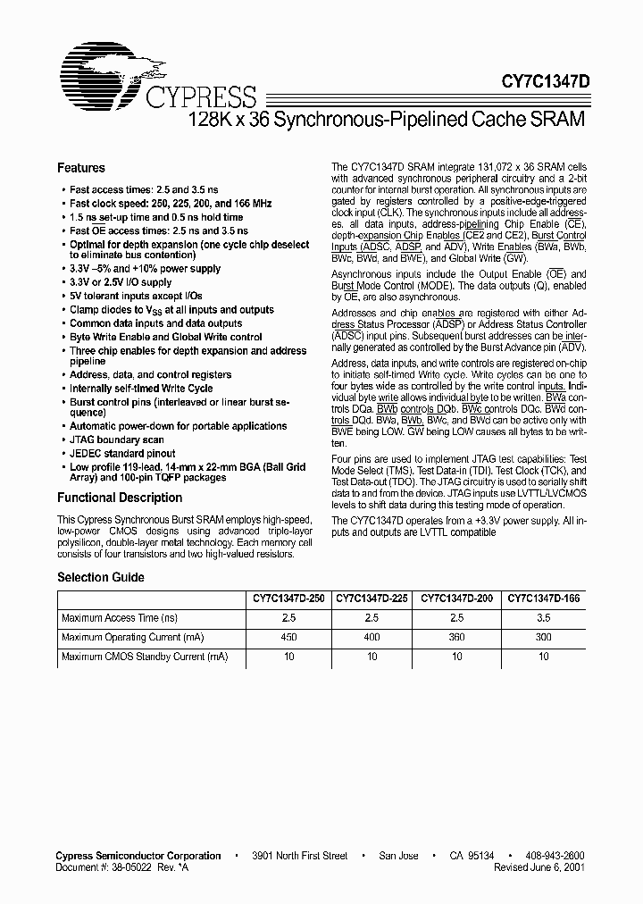 CY7C1347D-200BGC_2473490.PDF Datasheet