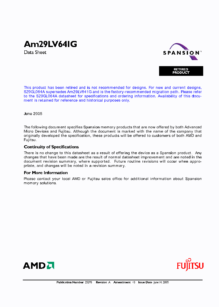 AM29LV641GH35EI_2473549.PDF Datasheet