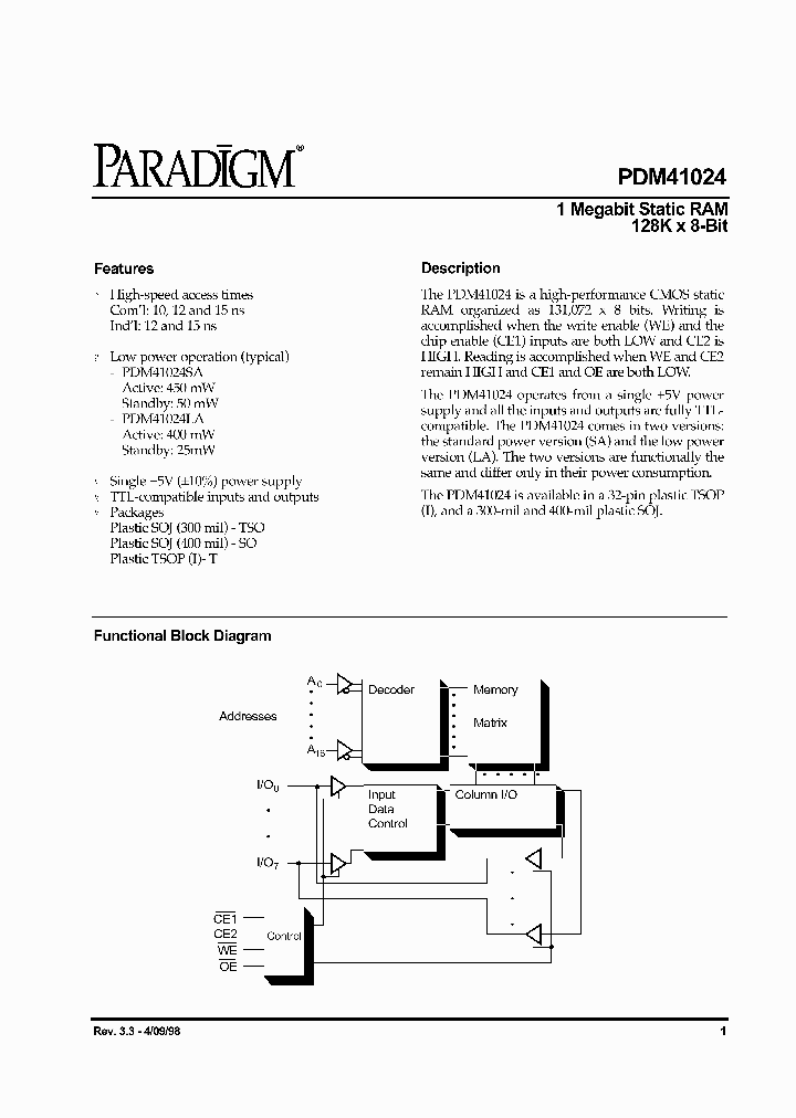 PDM41024LA10SOITR_2476933.PDF Datasheet