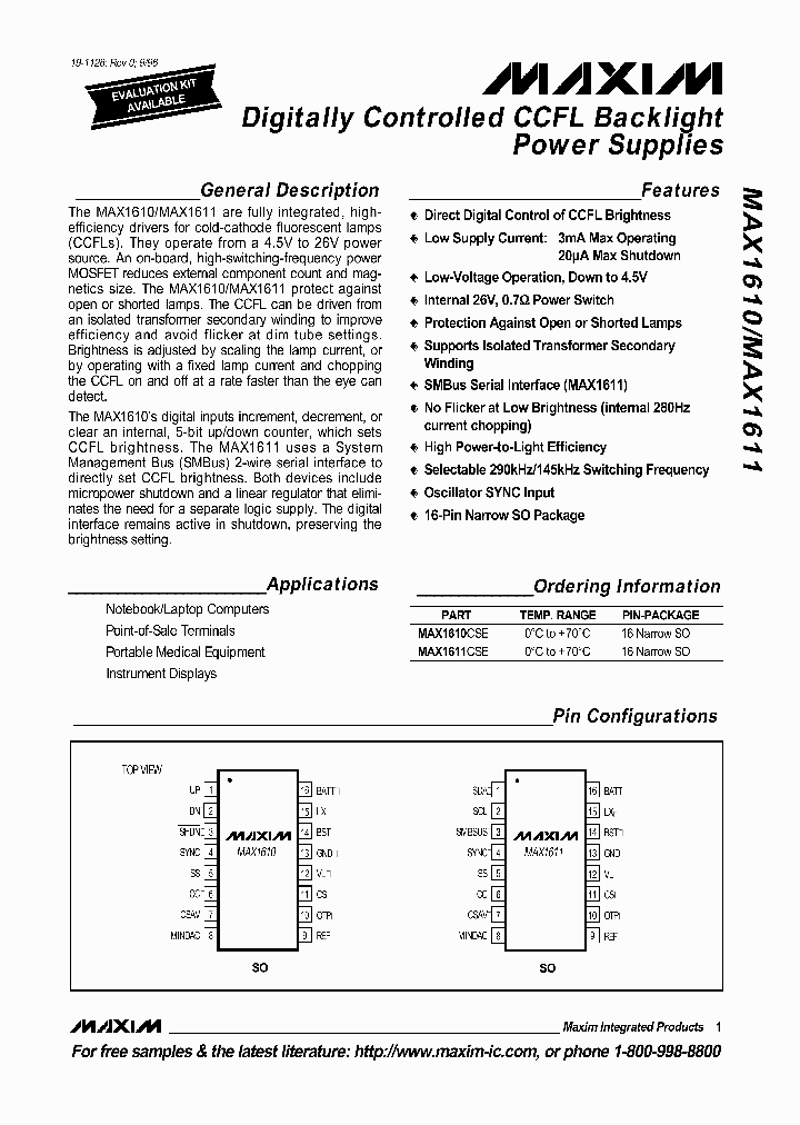 MAX1610-MAX1611_2488710.PDF Datasheet