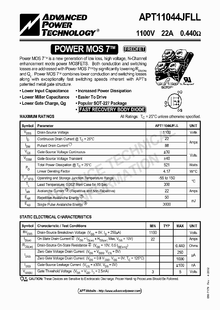 APT11044JFLL_2494563.PDF Datasheet