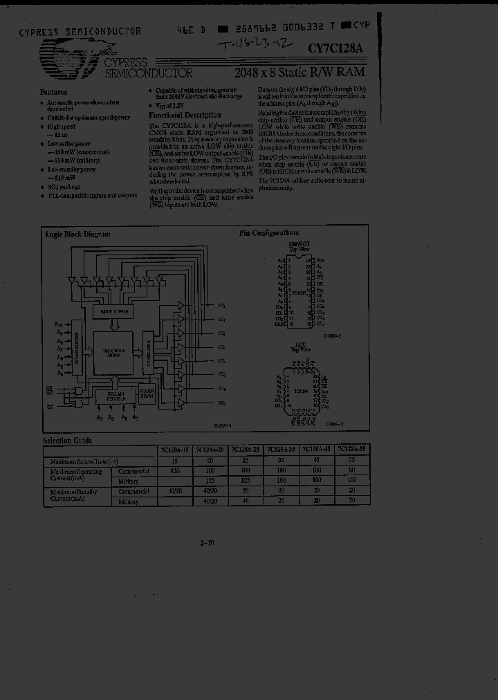 CY7C128A-45KMB_2503787.PDF Datasheet