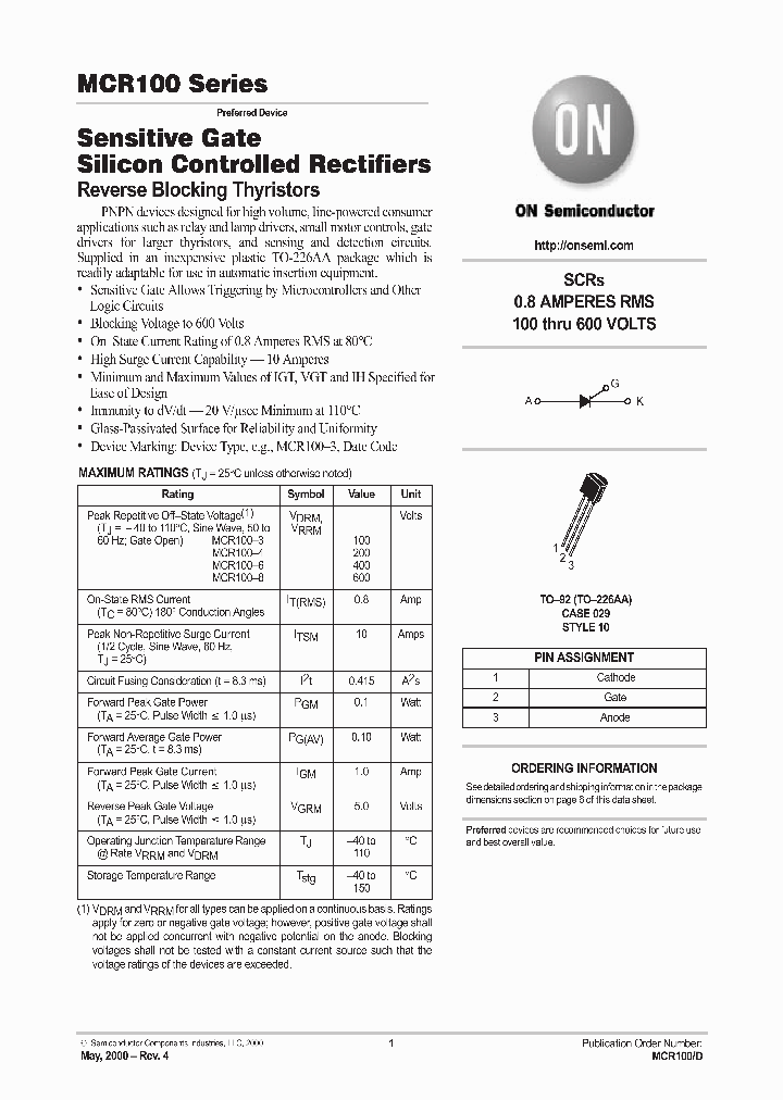 MCR100-D_2508316.PDF Datasheet