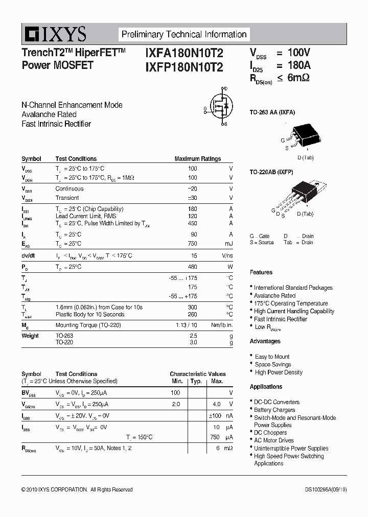 IXFA180N10T2_2508579.PDF Datasheet
