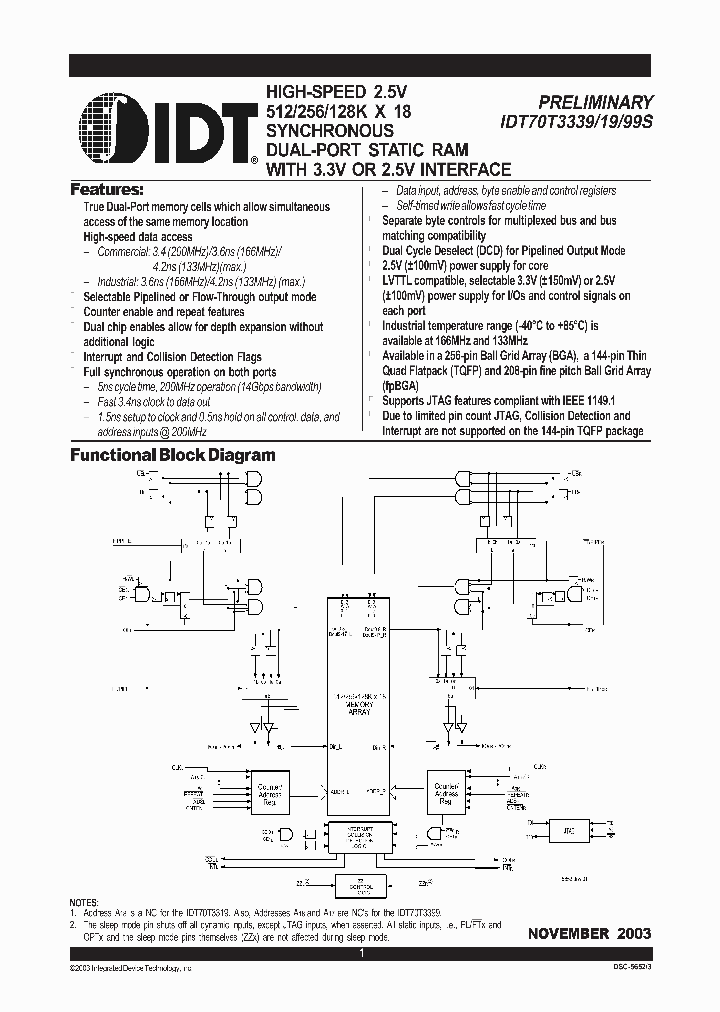 IDT70T3319S133BF_2509880.PDF Datasheet