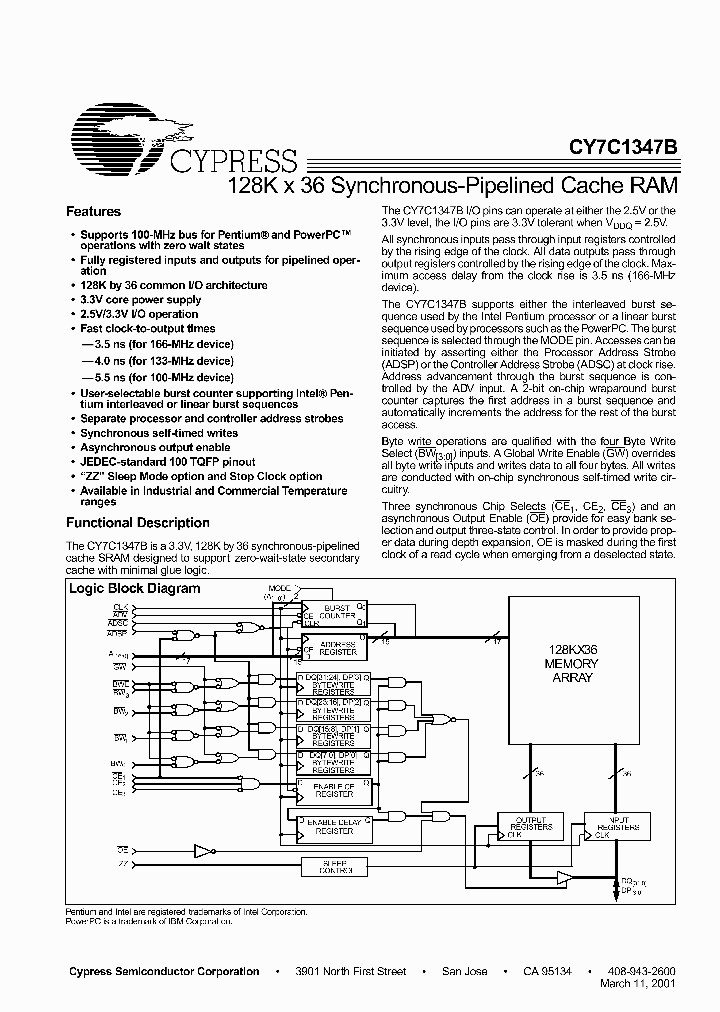 CY7C1347B-133AC_2511931.PDF Datasheet