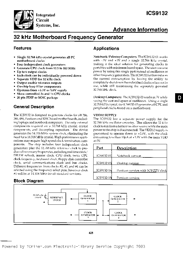 ICS9132-01CN20_2514634.PDF Datasheet