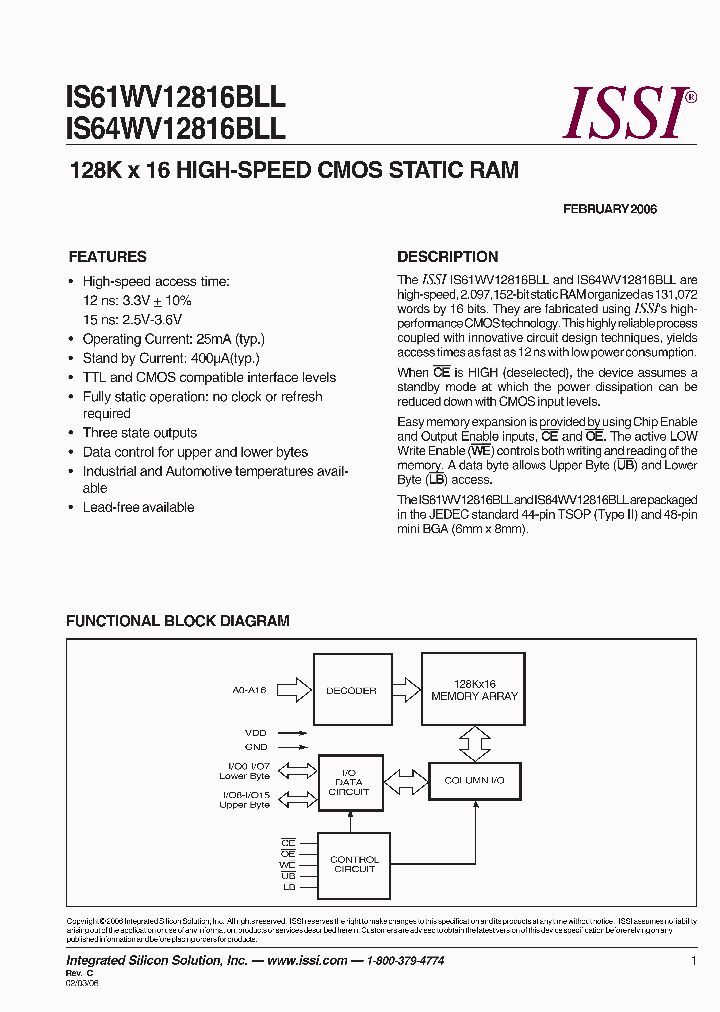 IS64WV12816BLL-15TA3_2526906.PDF Datasheet
