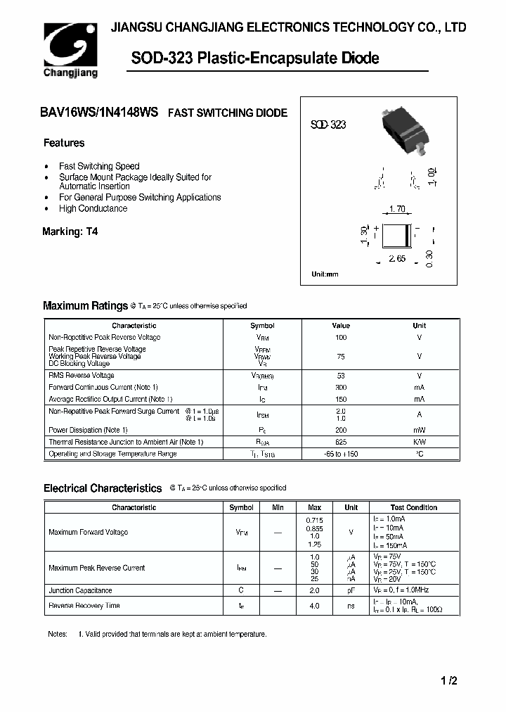 BAV16WS1N4148WS_2534401.PDF Datasheet