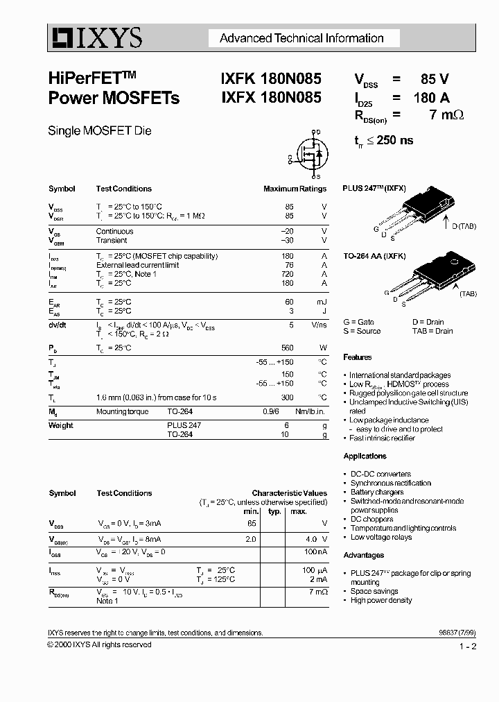 IXFX180N085_2535772.PDF Datasheet