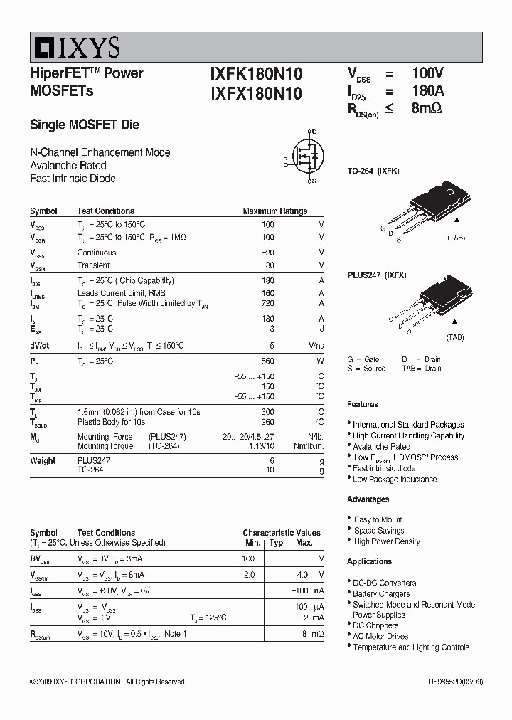 IXFX180N10_2535774.PDF Datasheet