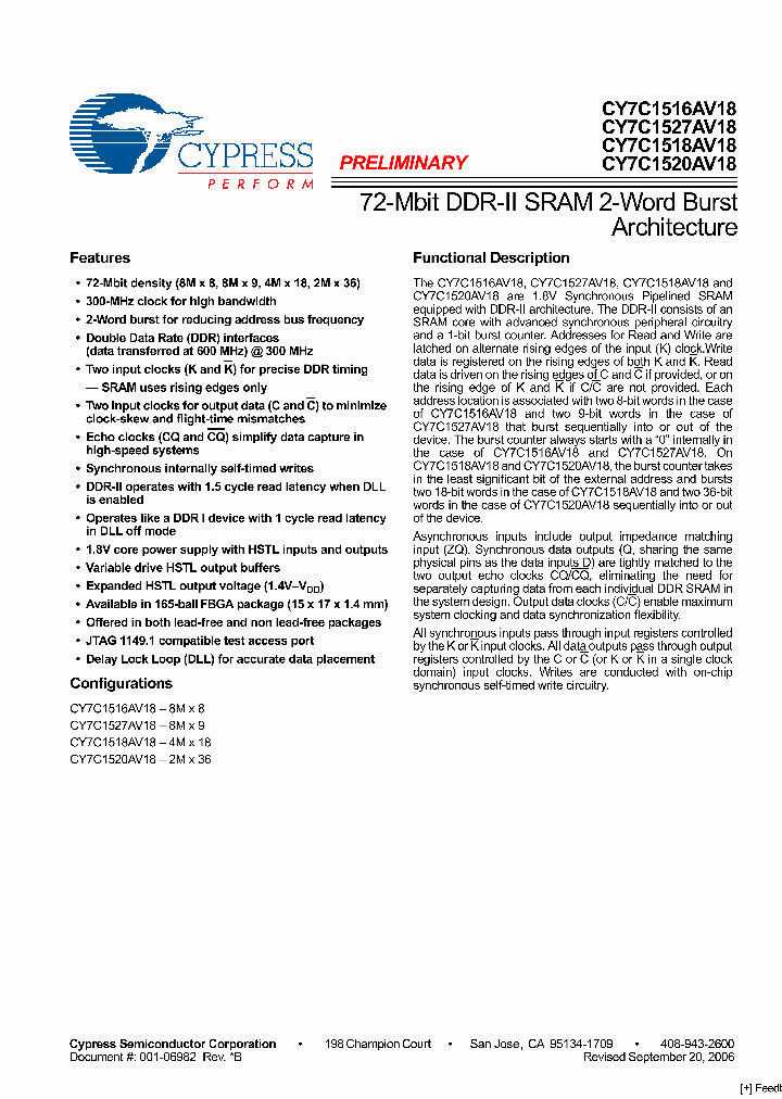 CY7C1520AV18-300BZC_2542080.PDF Datasheet