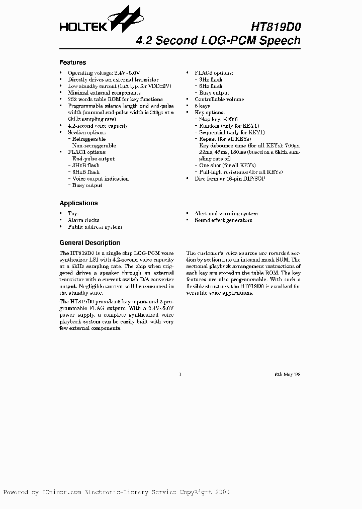 HT819D016SOP_2544211.PDF Datasheet