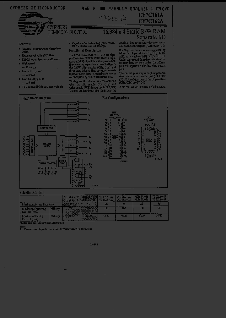 CY7C161A-45LMB_2546268.PDF Datasheet