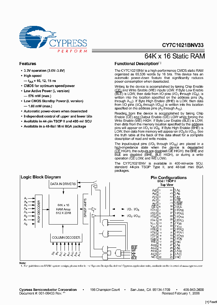 CY7C1021BNV33L-10ZXC_2548857.PDF Datasheet