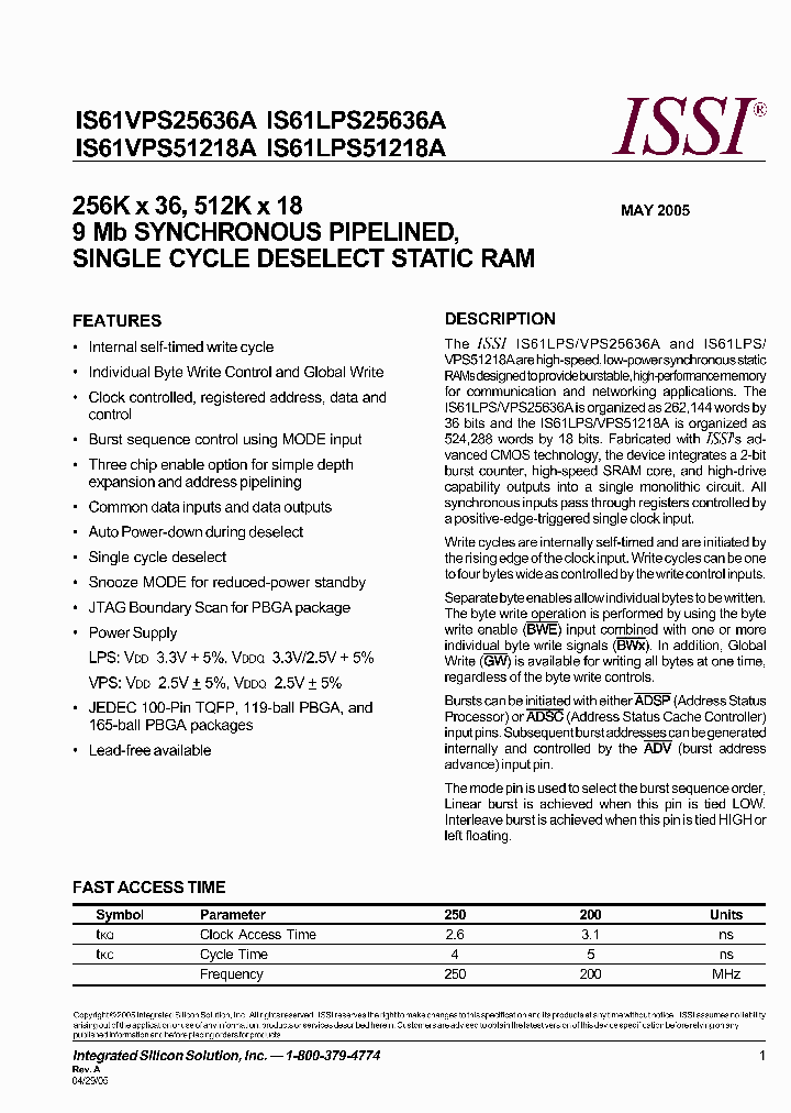 IS61LPS25636A-250B2_2558561.PDF Datasheet
