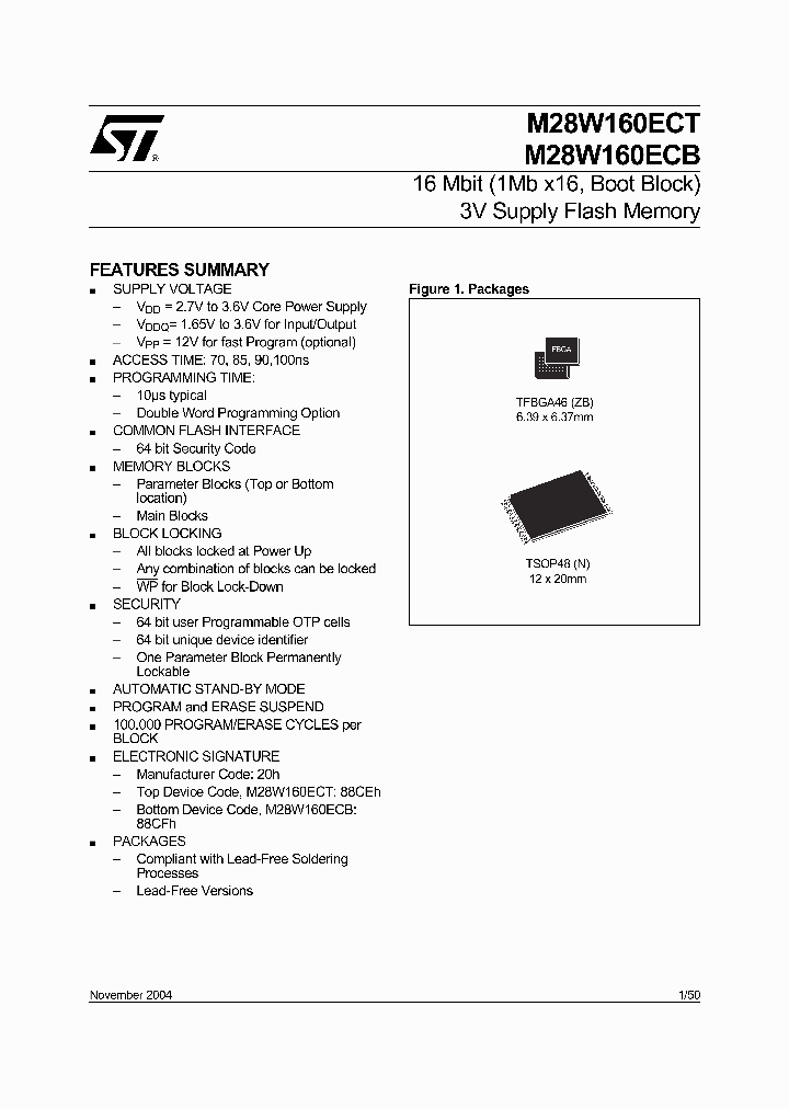 M28W160ECT85N1T_2562899.PDF Datasheet