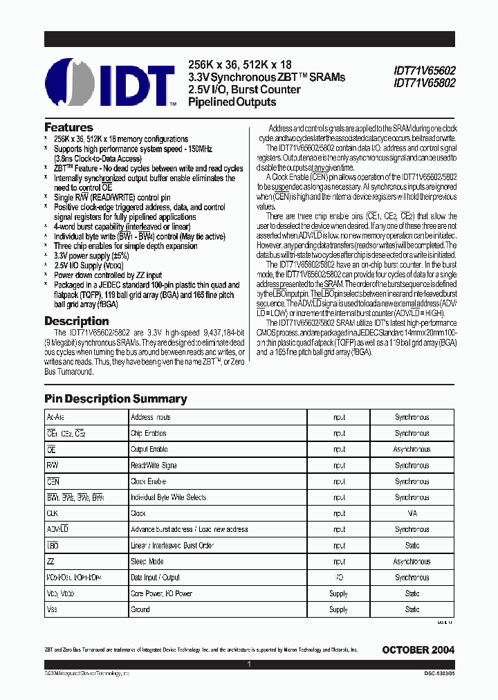 IDT71V65602S-100BQI_2565002.PDF Datasheet