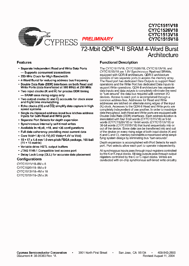 CY7C1511V18-250BZC_2563907.PDF Datasheet