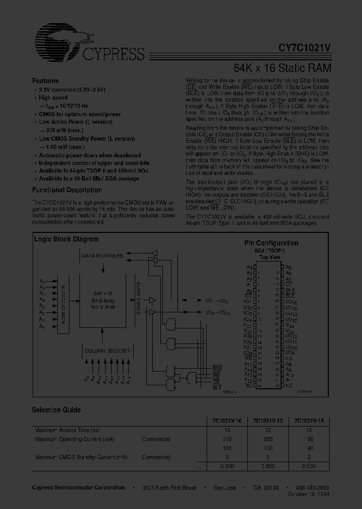 CY7C1021V33L-10VC_2564199.PDF Datasheet