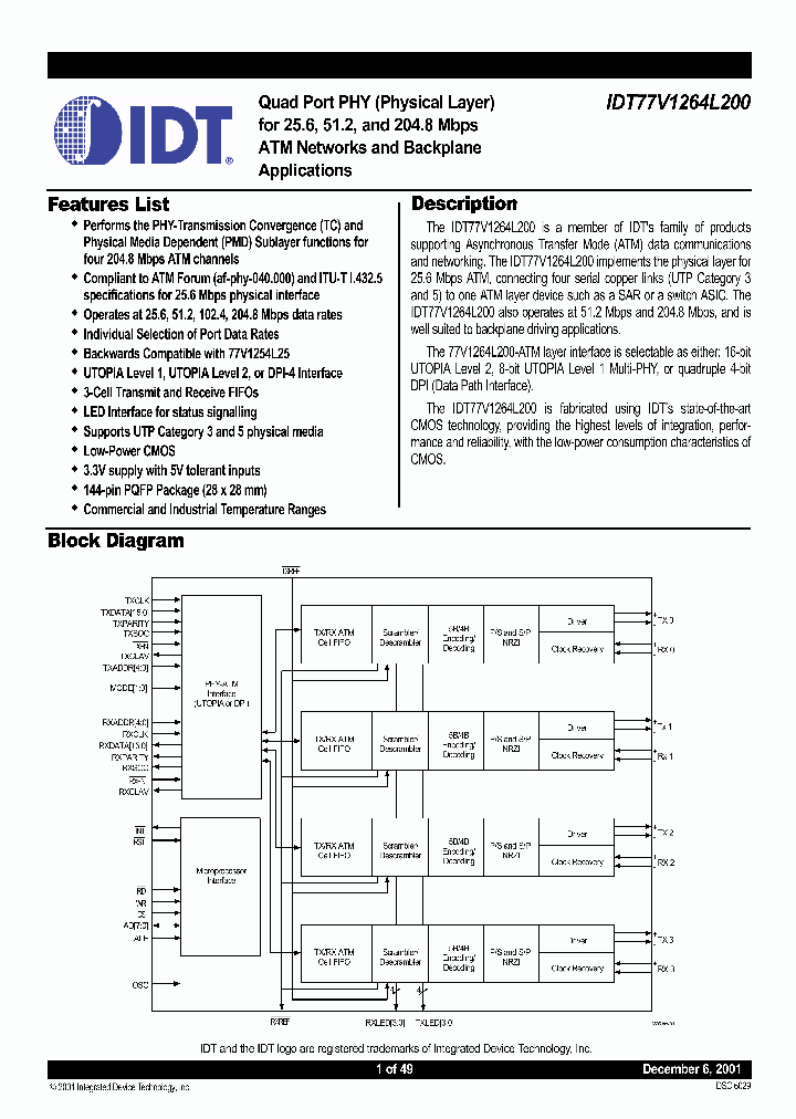 IDT77V1264L200PGI_2593257.PDF Datasheet
