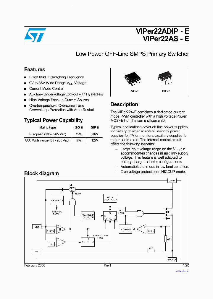 VIPER22ADIP-E_2594311.PDF Datasheet